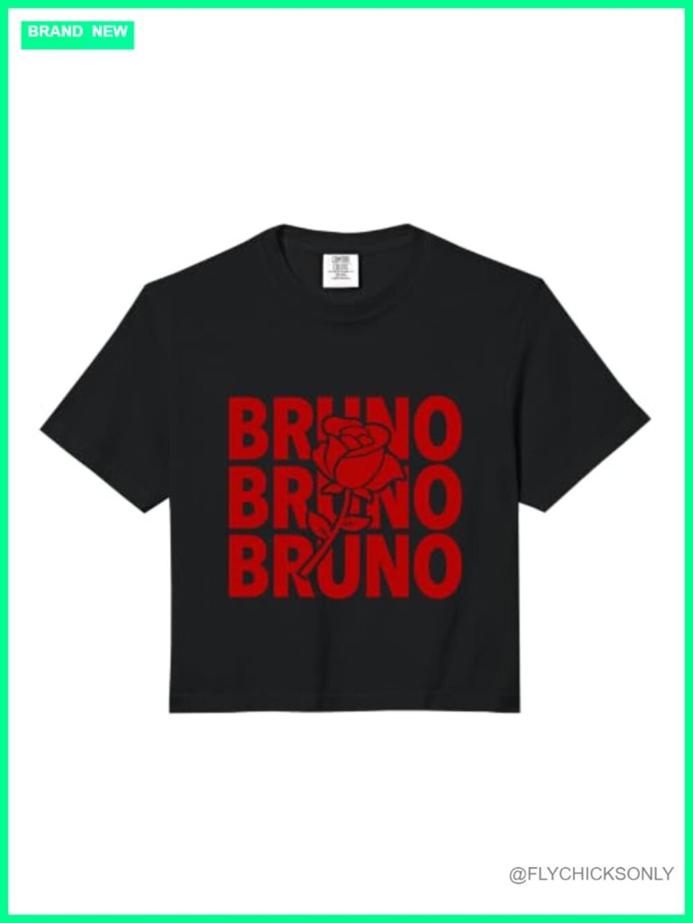 Comfort Colors Crop Top Bruno Text Floral Graphic Boxy Fit Tee